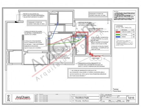 Na prancha de CLIMATIZAÇÃO, é feita a locação, passagem e caminhamento das unidades para resfriamento dos ambientes.